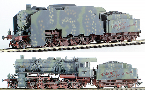 REI Models 22458GGC - German Armored BR 58 Locomotive In Summer Green Grey Camo (SOUND) 
